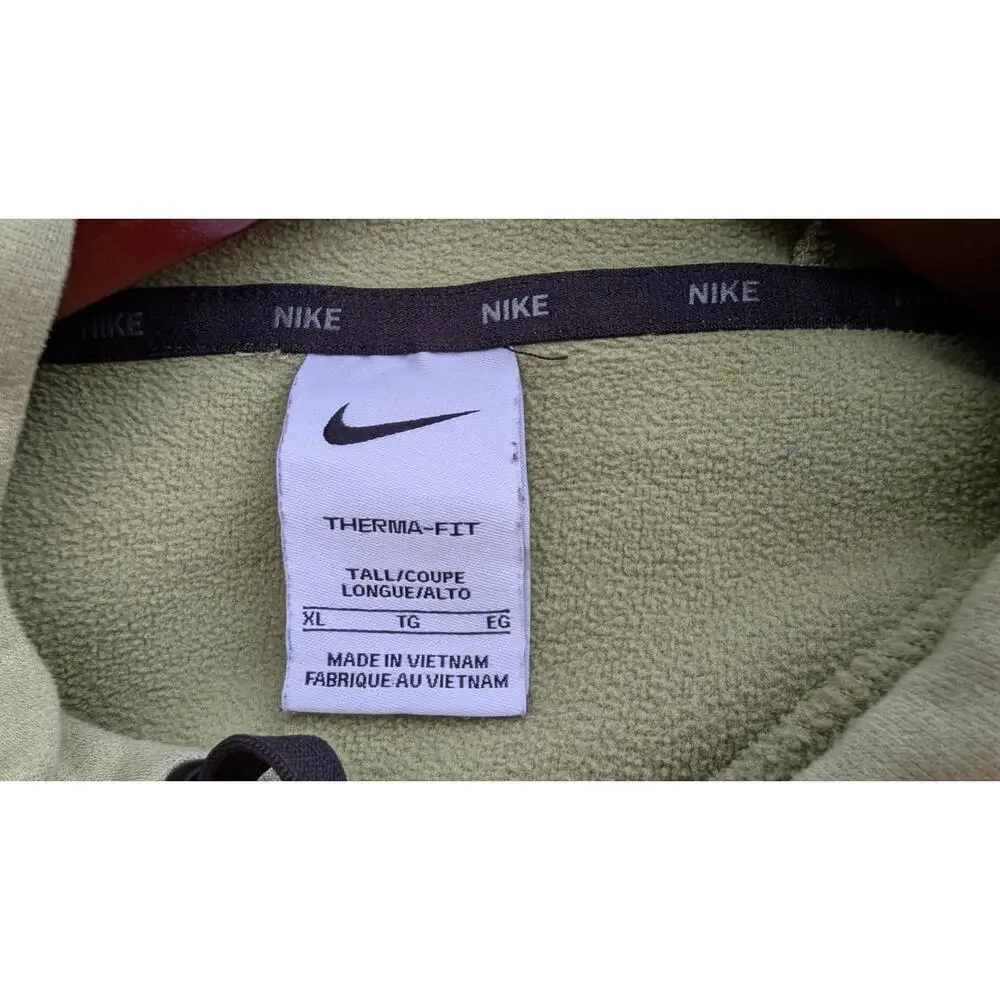 Nike Therma-FIT Hoodie Olive Green XL Tall Pullover Sweatshirt Men’s
